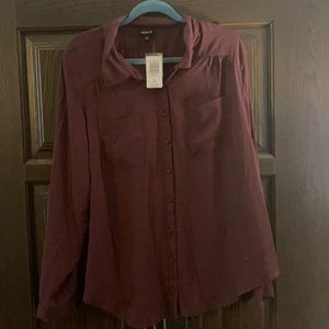 Torrid burgundy chiffon blouse
